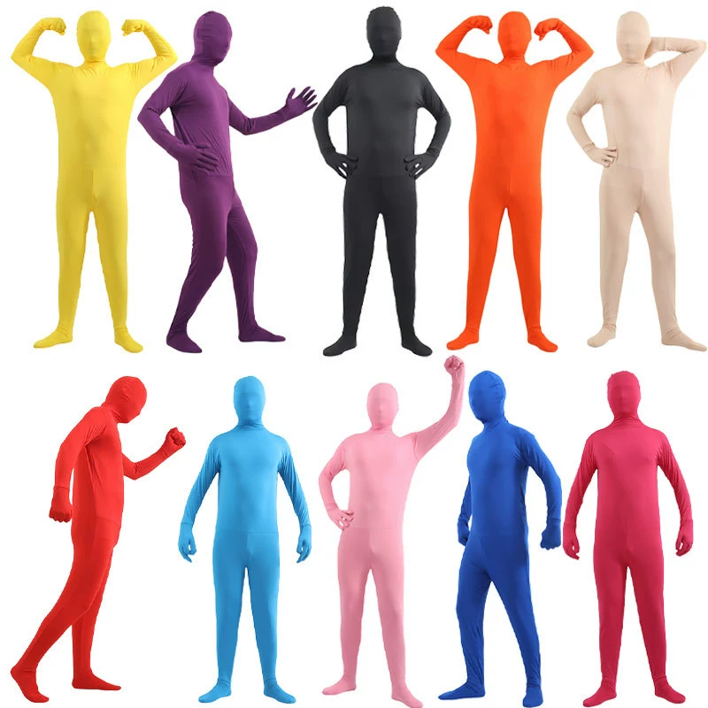 Halloween cos adult men solid color tight invisible clothes black men onesie invisible people children's clothing