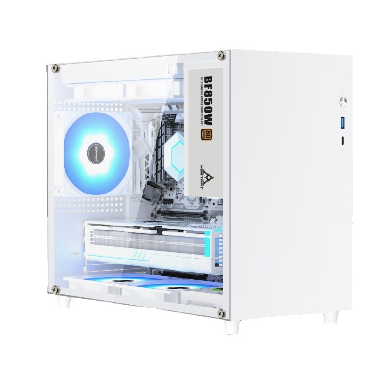 Cross -border desktop TYPEC interface glass side sea transparent view room host computer mini -chassis ITX chassis