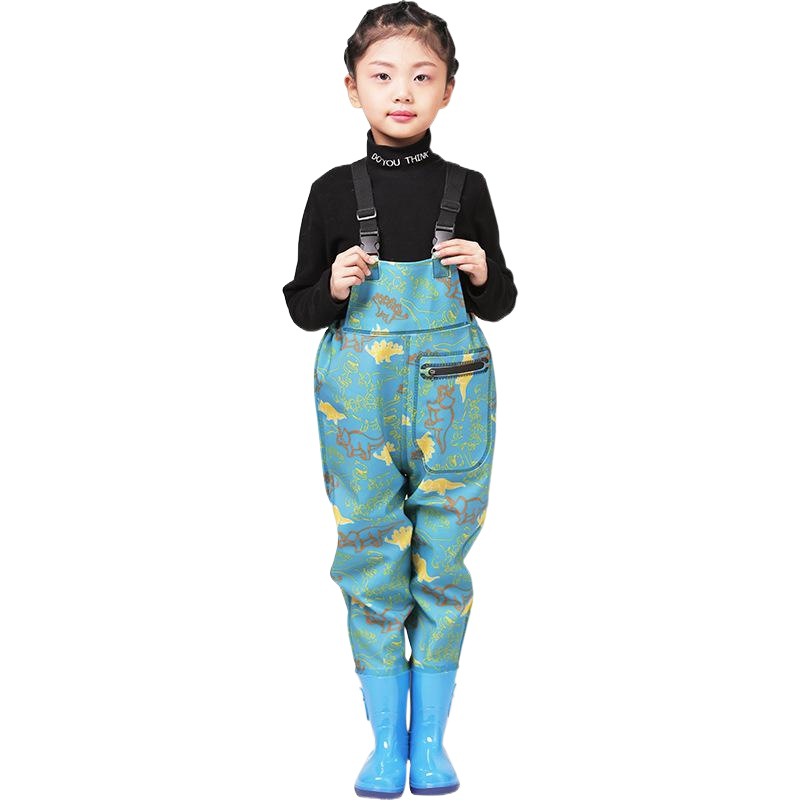 Fish Fishing Water Pants with Boots Half-length Pants Children's Sea-to-sea Rain Pants Beach Crab-catching Water Pants