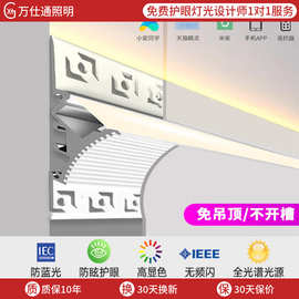 免开槽向上发光明装洗墙灯悬浮不吊顶反光灯槽双眼皮线型线形灯带
