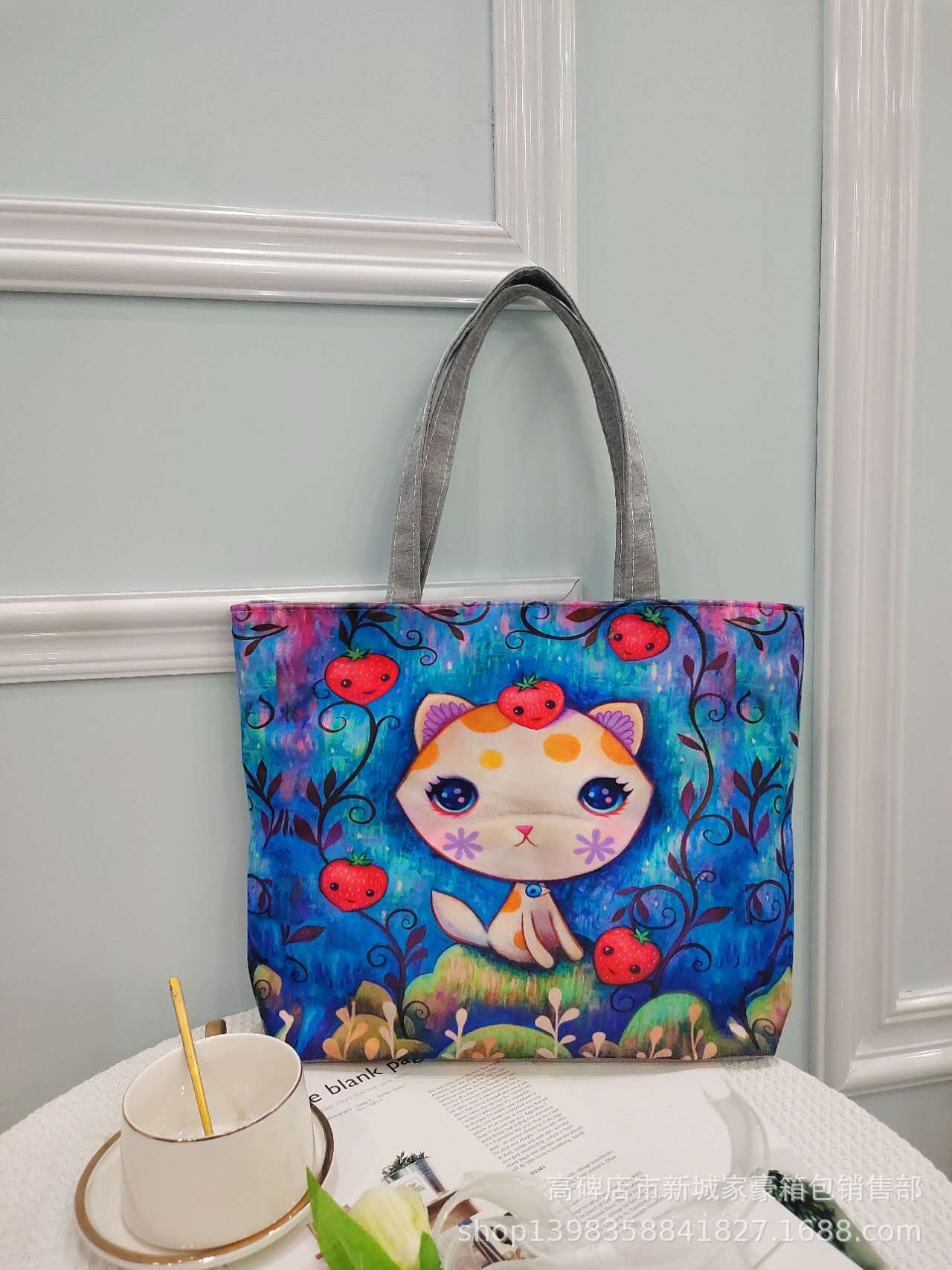 Bolsa de lona de gran capacidad para mujeres 2023 de alta temperatura de transferencia de calor bolsa de hombro de flores bolsa de lona bolsa de mujer bolsa de momia portátil