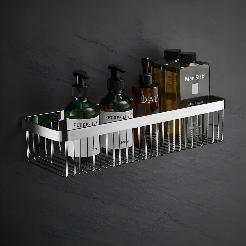 304 Stainless Steel Bathroom Storage Rack Rectangular Wall-Mounted Storage Basket Bathroom Shower Room Wash Corner Rack