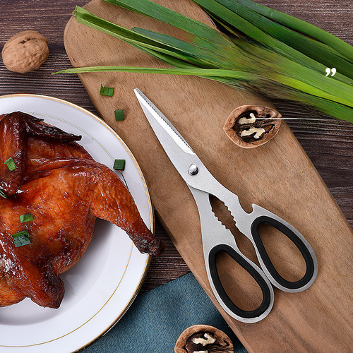 Factory Stainless Steel Kitchen Shears Household Thick Full Steel Cutting Multifunctional Roast Meat Food Chicken Bone Shears Dropshipping