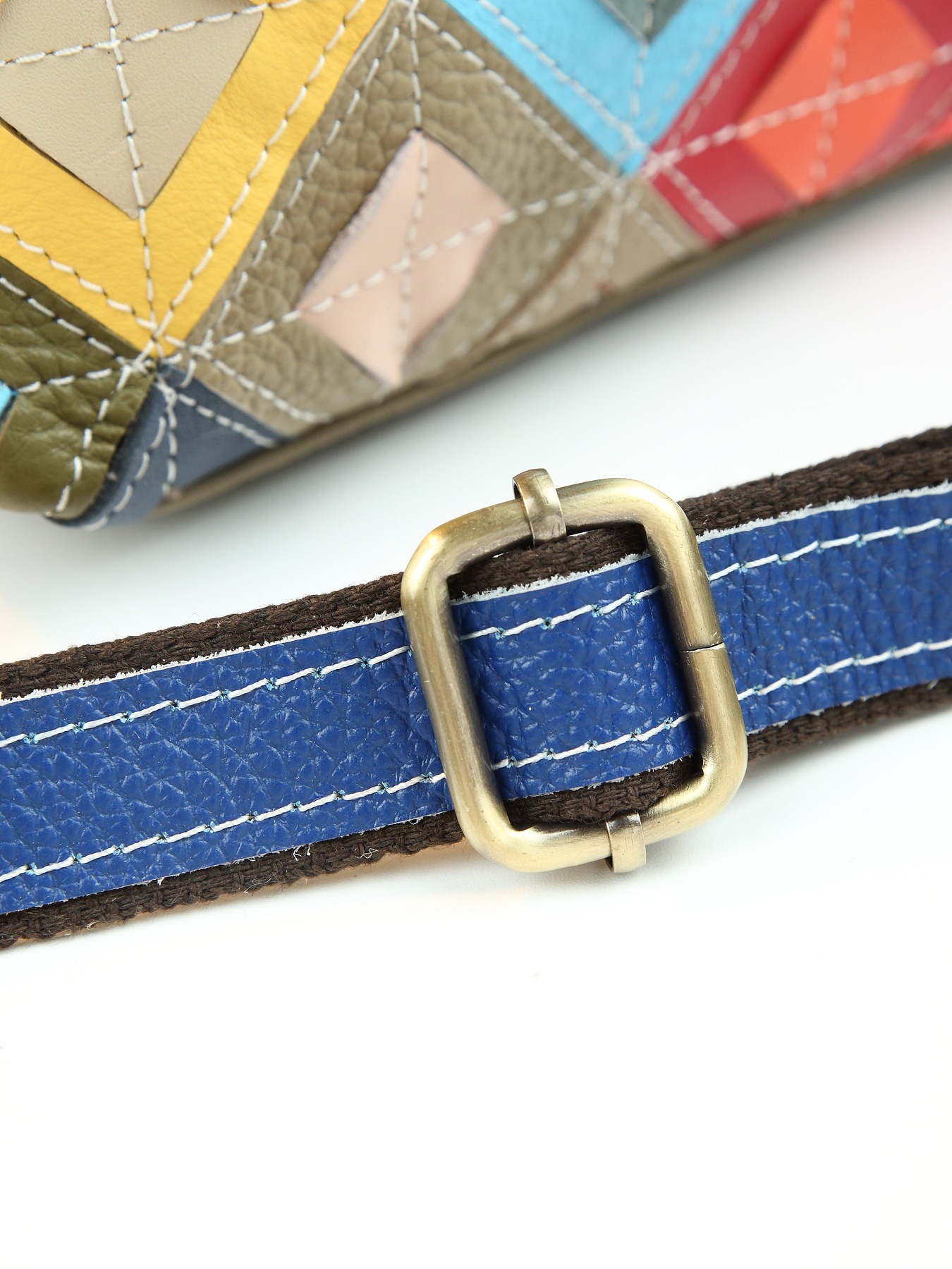 Women's Ethnic Style Colorful Plaid Leather Crossbody Shoulder Bag_voghion.com