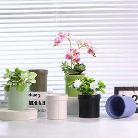 小号蝴蝶兰花瓶桌面微型盆栽无孔椭圆形简约磨砂高温色釉陶瓷花盆