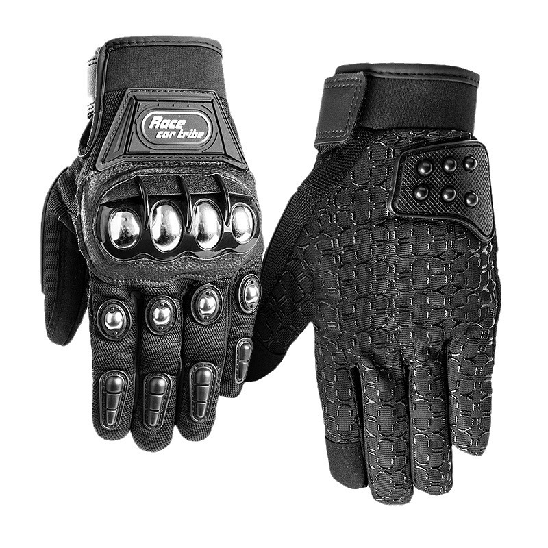Tribe de carreras de motos guantes de montar primavera y otoño de los hombres y las mujeres dedo completo de acero inoxidable equipo de protección resistente a la caída de la motocicleta GST25