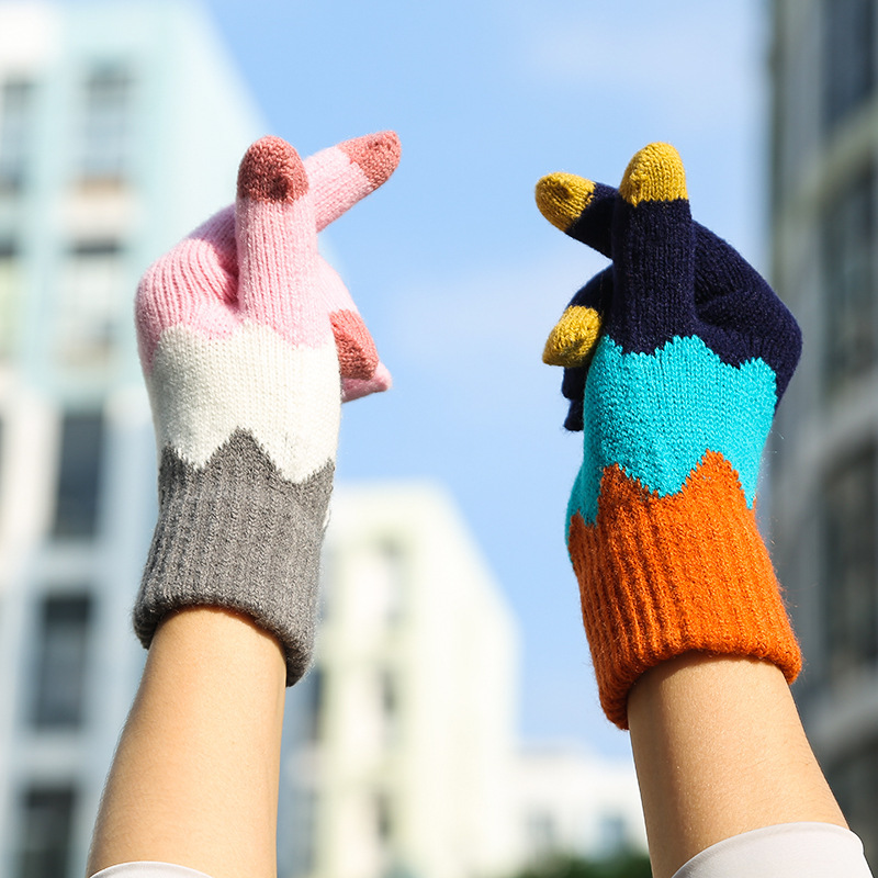 Cross-border winter cashmere-like touch screen gloves for riding electric bikes, thickened warm outdoor sports cold-proof gloves.