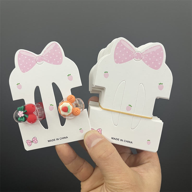 kp859粉领结抓夹包装卡片鲨鱼夹卡子吊牌卡纸蝴蝶结发夹吊卡