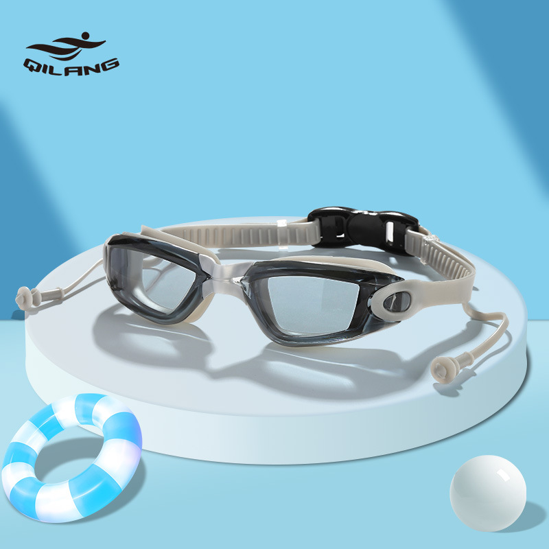 Gafas de Natación de Marco Grande con Tapones para Adulto, PC