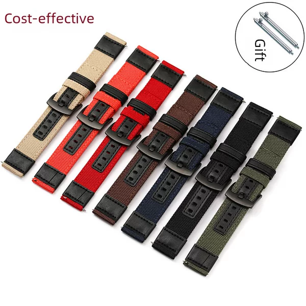 Spot Canvas Strap Nylon with Leather Strap 20 22mm for Samsung S3 Huami Jeep Lengthened Strap
