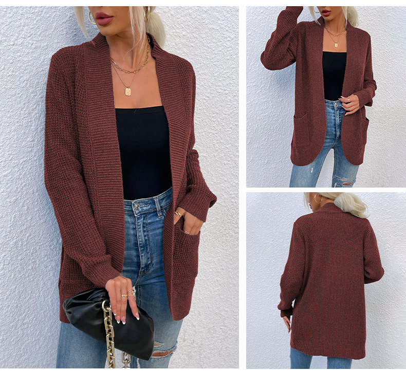 dobladillo bolsillos curvados cardigan de punto nihaostyles ropa al por mayor NSMMY90306