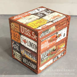 美式工业风复古做旧双抽茶几设计师金属个性酒店酒吧创意储物茶几