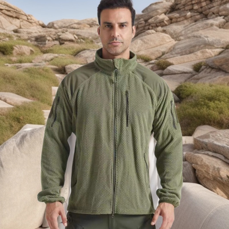 Cross-Border Supply 2026 Stand-Up Collar Fleece Jacket with Camouflage Brim, Football Fleece Jacket, Outdoor Fleece Coat L3