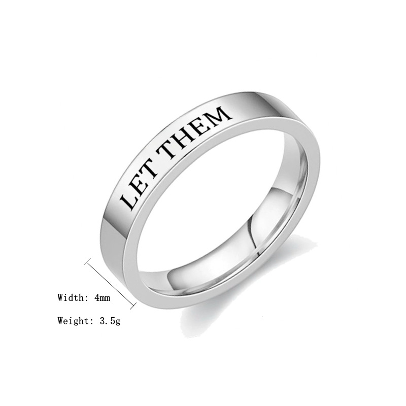 Anillo de acero de titanio LET THEM transfronterizo europeo y americano