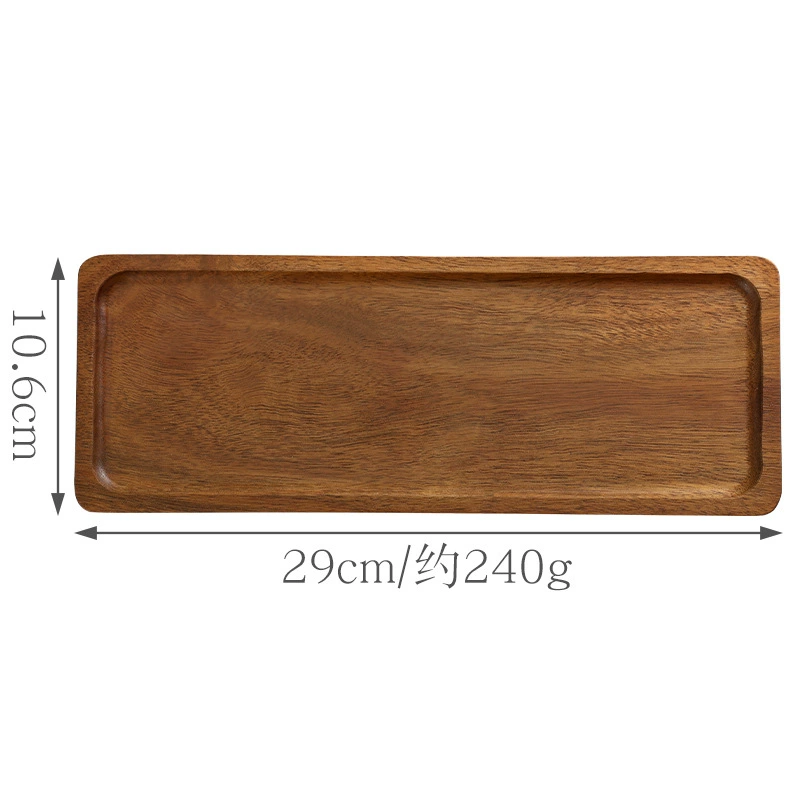 Acacia wooden serving tray set, assorted shapes (round, oval, rectangular), food‑safe finish