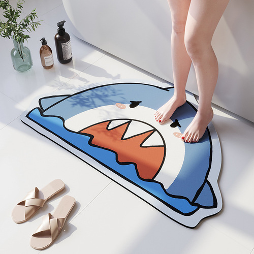 Cartoon Alien Silica Gel Mat Household Kitchen Oil Proof Mat Bathroom Anti-Slip Absorbent Foot Mat Entrance Door Mat