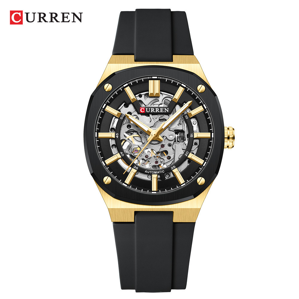 Curren Men's Automatic Skeleton Mechanical Watch Waterproof_voghion.com