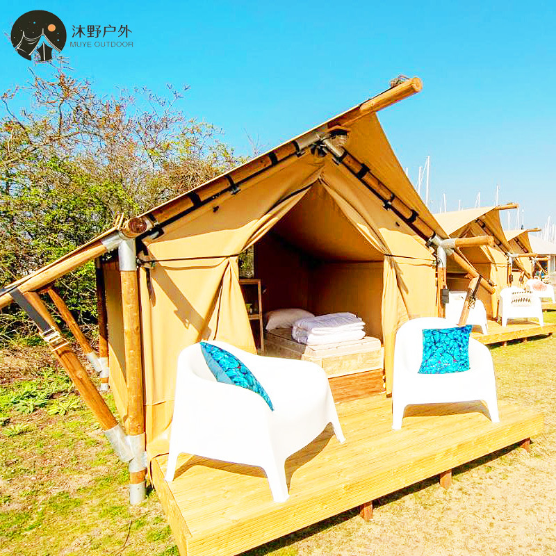 Fujian campamento al aire libre estructura de madera carpa espiga Parque Ecológico Scenic Spot B & B Luz de lujo camping tienda de hotel fabricante