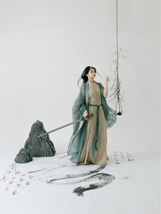 Eight Five Seven [Nameless] Wei and Jin Dynasty Style Hanfu Women's Cross-Collar Straight Hem Long Sleeve Shirt Original Daily Fairy Style Spring Outfit