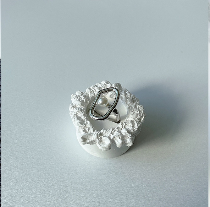 Fashion Solid Color Copper Plating Inlay Pearl Open Ring 1 Piece