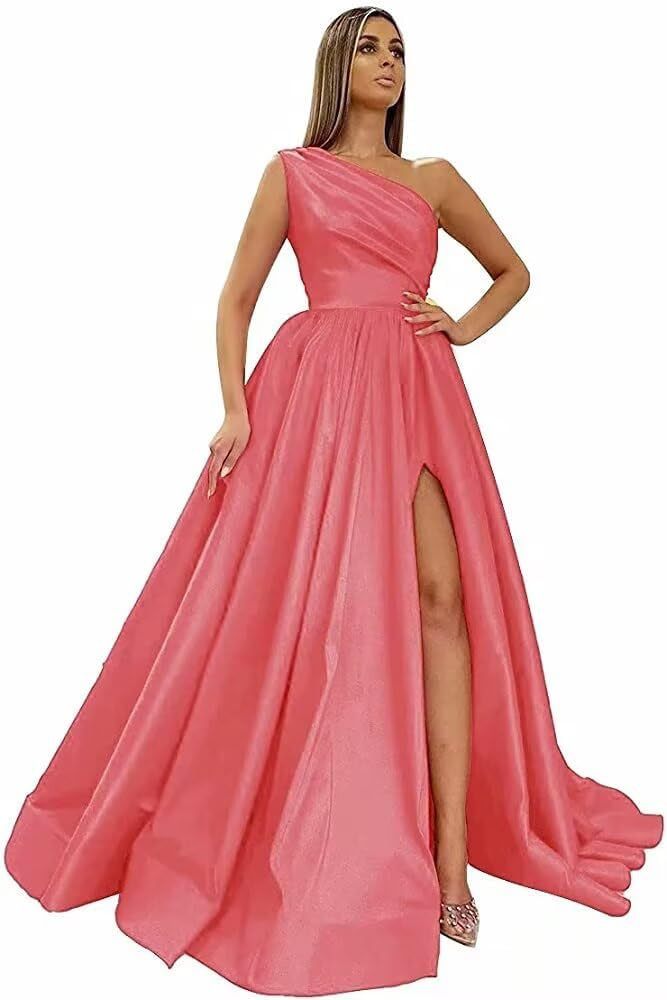 Comercio exterior europeo y americano Amazon AliExpress wish señoras nuevo vestido de noche de un solo hombro vestido de noche de satén dividido sexy