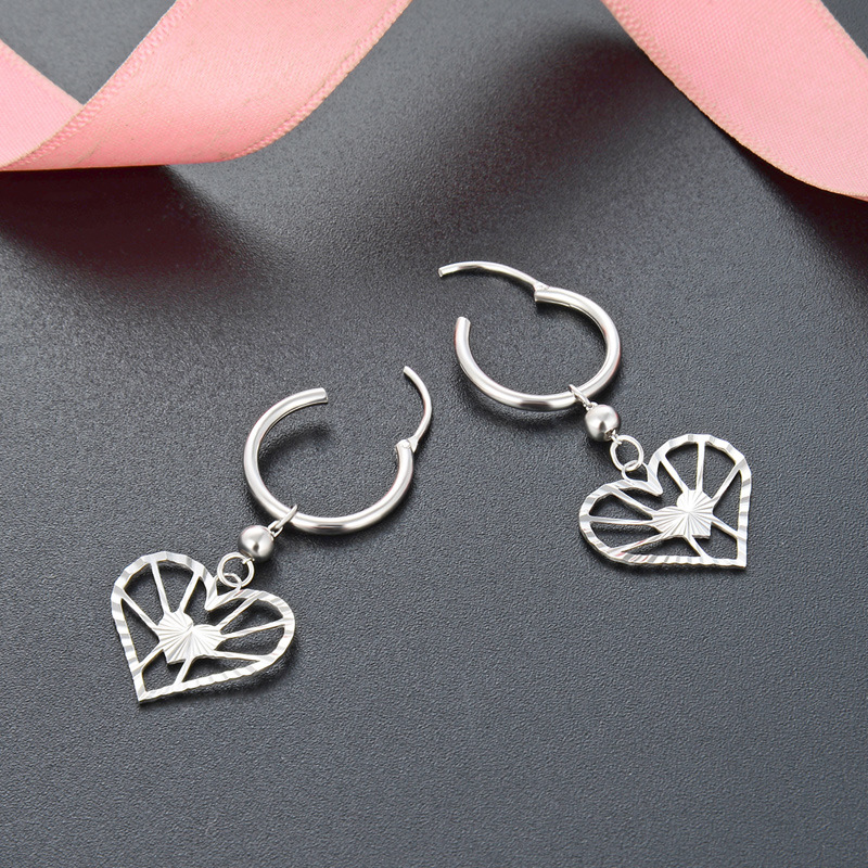Pendientes personalizados estilo fresco estilo japonés y coreano s925 plata coche flor pendientes transfronterizos accesorios creativos en forma de corazón pendientes para mujeres