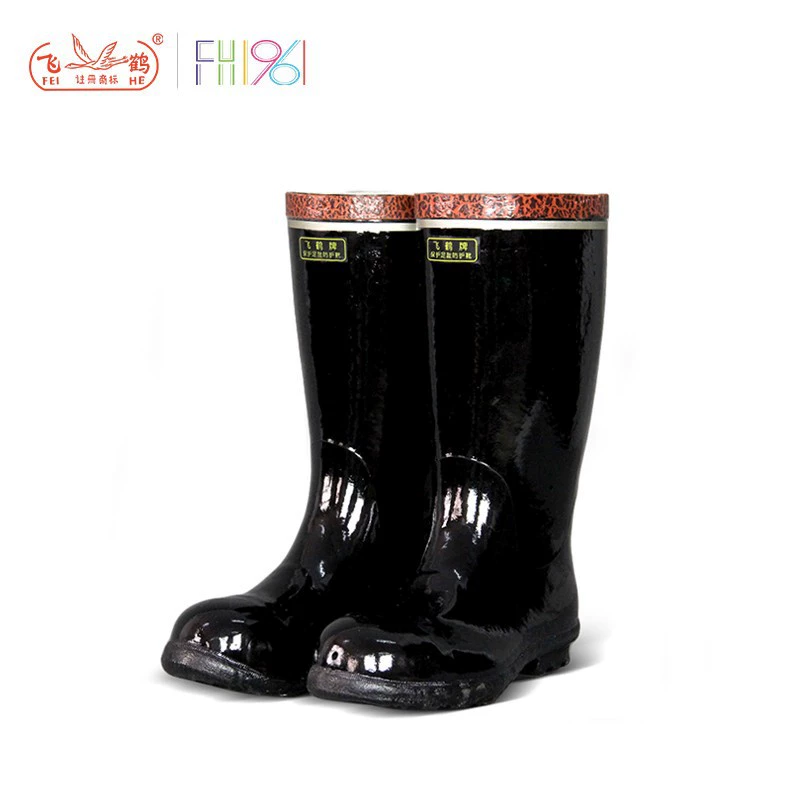 Feihe T219 Резиновые сапоги с защитой от ударов и проколов для промышленности и горнодобывающей промышленности Устойчивые к кислотам и щелочам сапоги для угольных шахт Защита пальцев ног Охрана труда Защитные сапоги для шахтеров