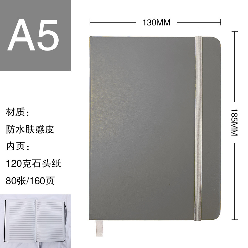 A5 cuaderno de papel de piedra gris + Correa