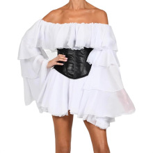 【清仓特价款】外贸女装时尚一字领露肩性感连衣裙女高级套装裙女