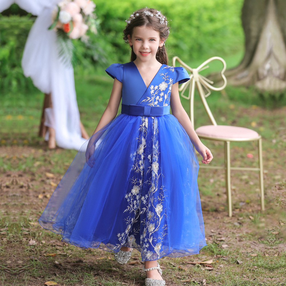 thumbnail image 2 of Vestido infantil Vestido de princesa Vestido de novia para niñas medianas y grandes Falda larga de malla para niñas, 2 of 6