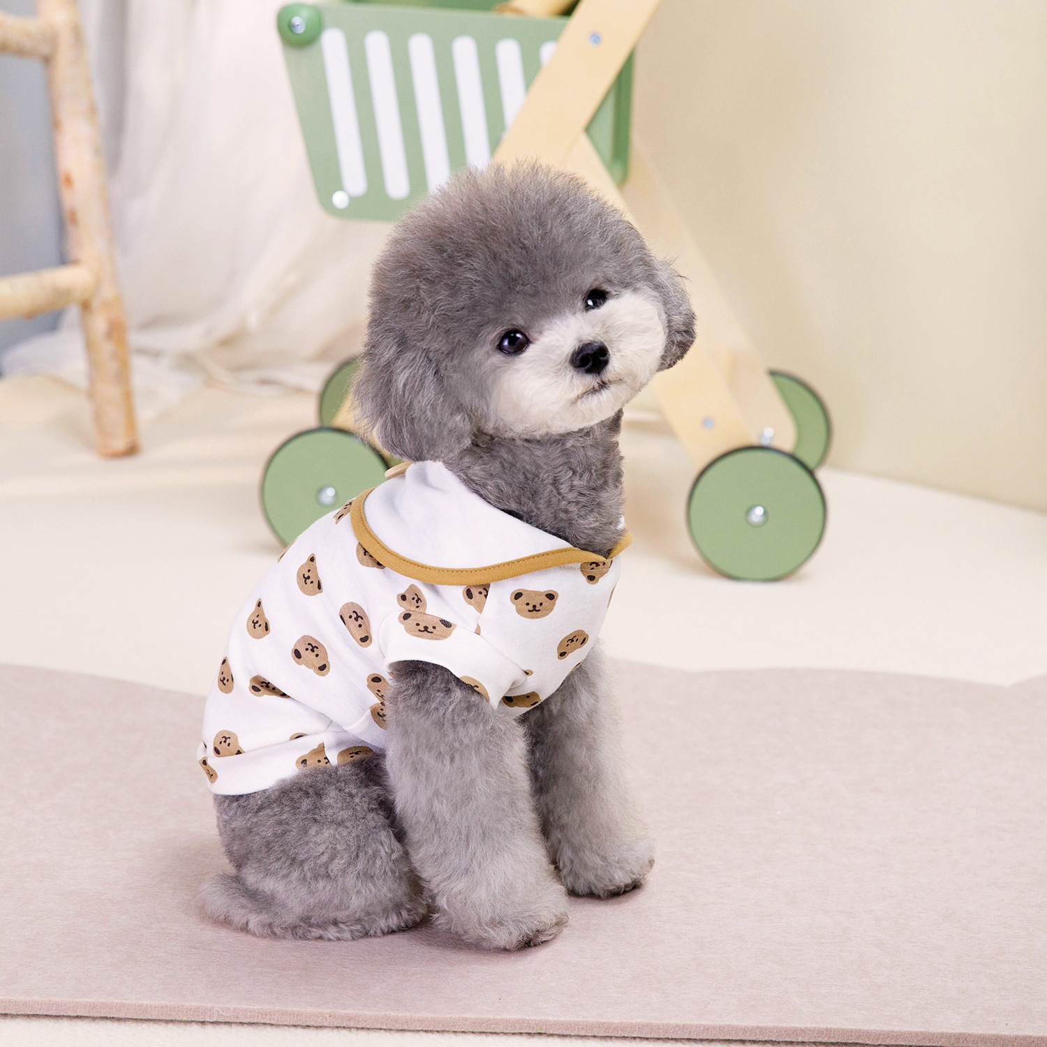 Cute Summer Bear Print Vest For Cats Comfortable Polyester Fabric_voghion.com