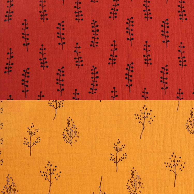 Nueva promoción de 125gsm impresión de patrón vegetal 100% algodón orgánico para ropa de tela de algodón plano image 6