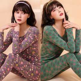 欧美热销款秋冬新款薄款保暖内衣套装女士秋衣秋裤修身美体打底衫