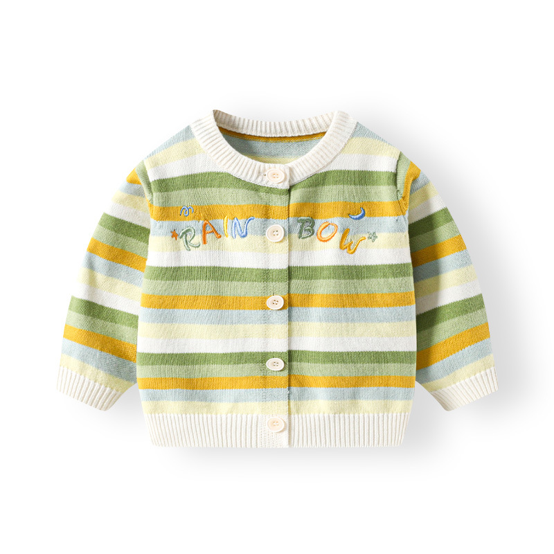 New autumn/winter long-sleeved sweater for toddlers and toddlers, casual knitted cardigan, striped autumn coat for boys and girls.