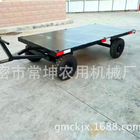 厂家供应   手推四轮拖车   2吨平板拖车   手推牵引两用拖车