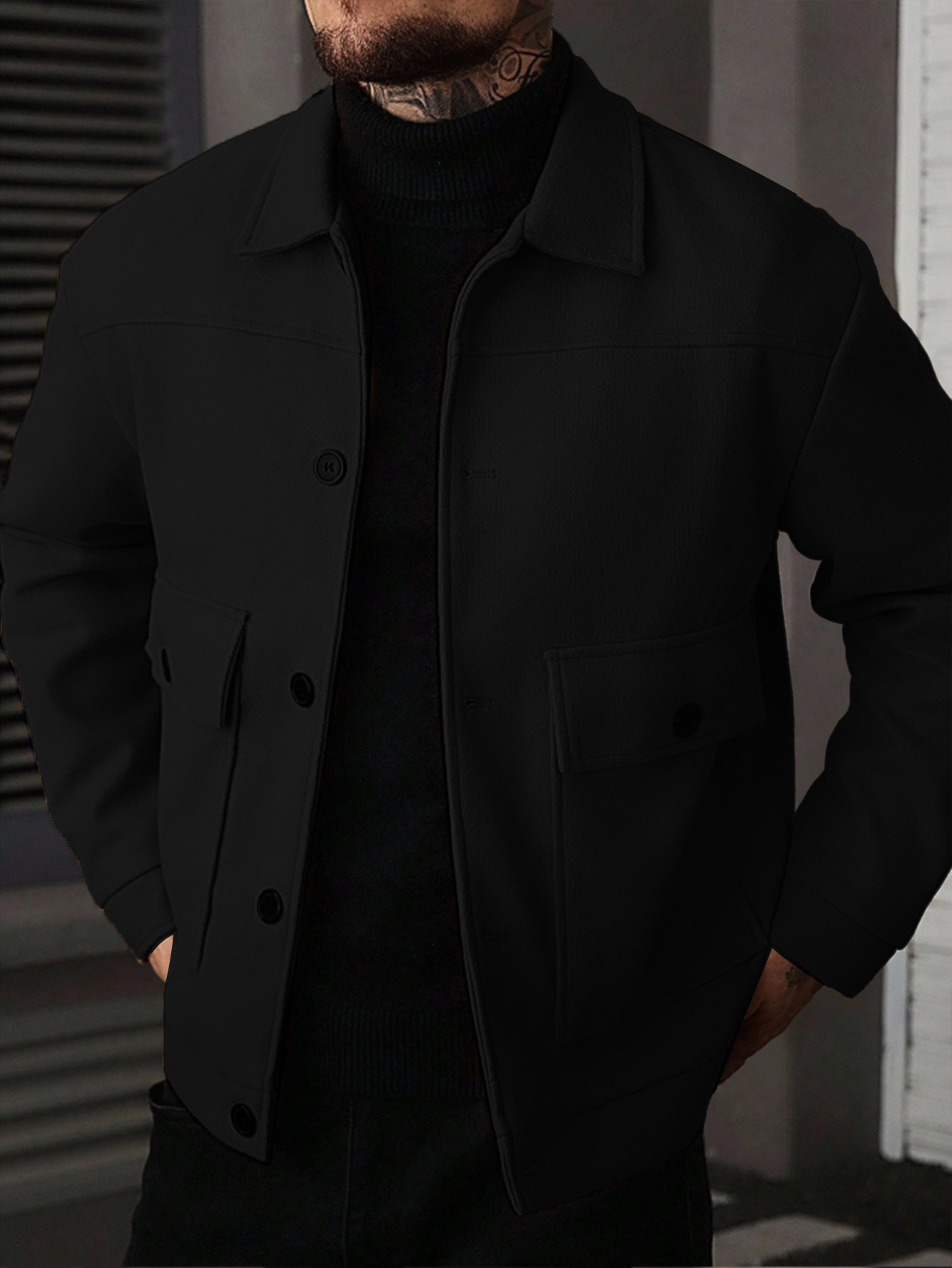 New Autumn and Winter Casual Workwear Style Jacket, Versatile and High-End Jacket with Lapel and Patch Pockets