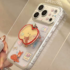 红苹果小鹿摇摇乐支架16promax手机壳iphone17适用12透明15卡通13