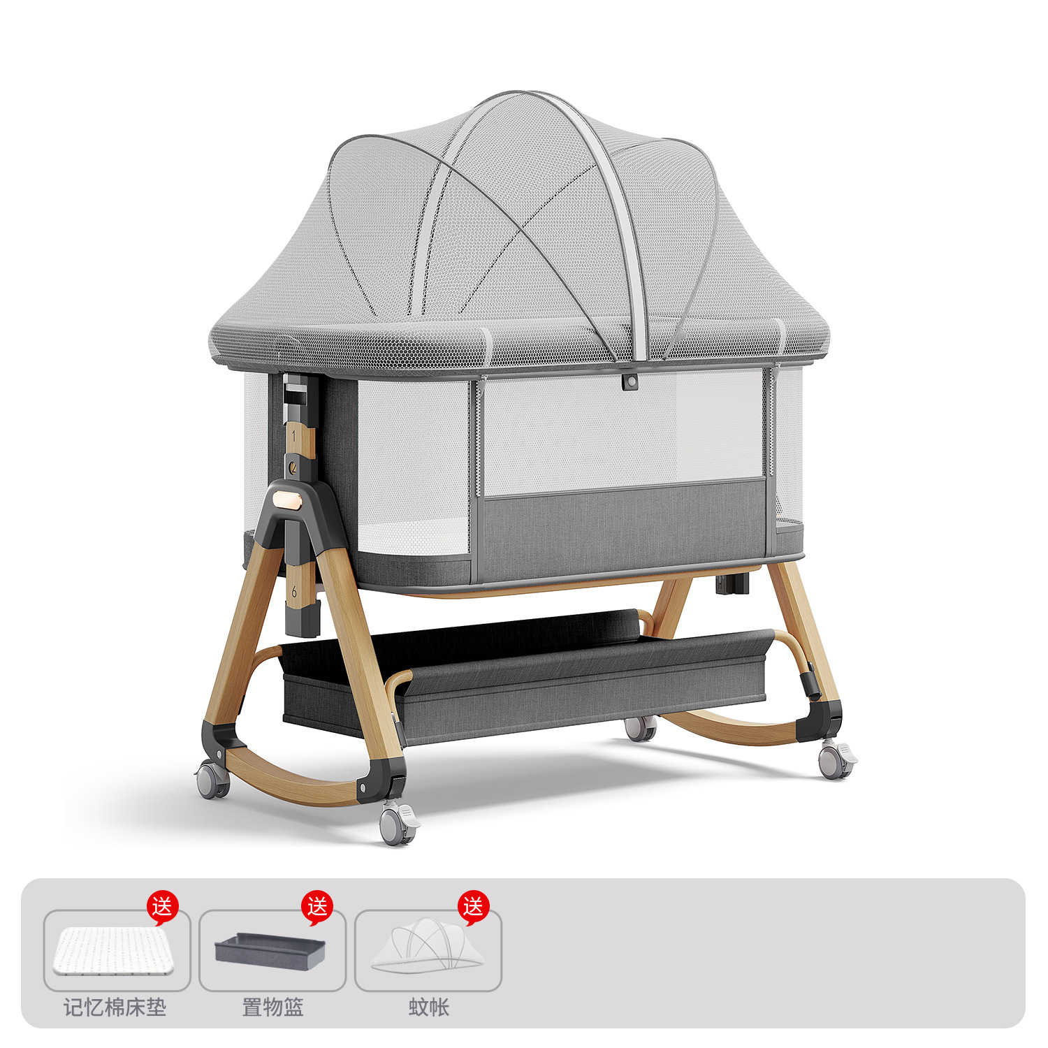 Cama para bebés, cama de cuna para recién nacidos, cama de empalme grande, cama móvil portátil plegable multifuncional 2 en 1