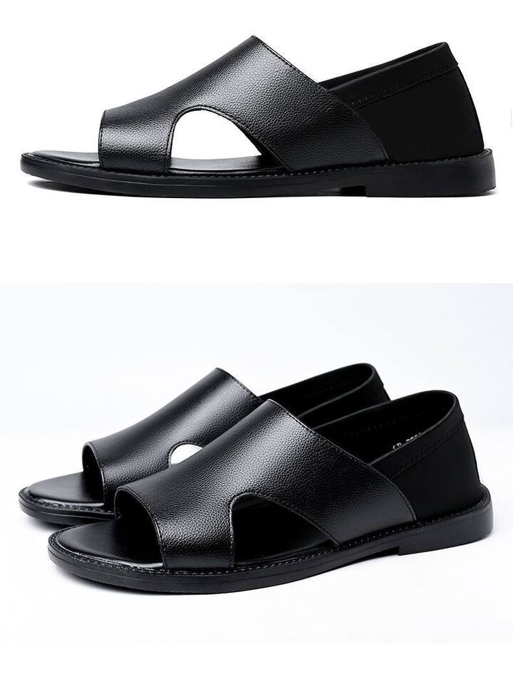 Dép sandal nam da bò thật đế mềm chống trượt kiểu Birkenstock — màu đen chi tiết 12