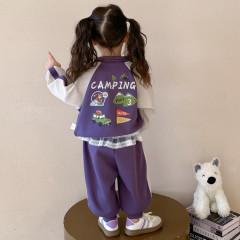 女の子秋服セット2025新作子供用カーディガンセーターファッショナブルなスポーツツーピースセットベビー春秋服