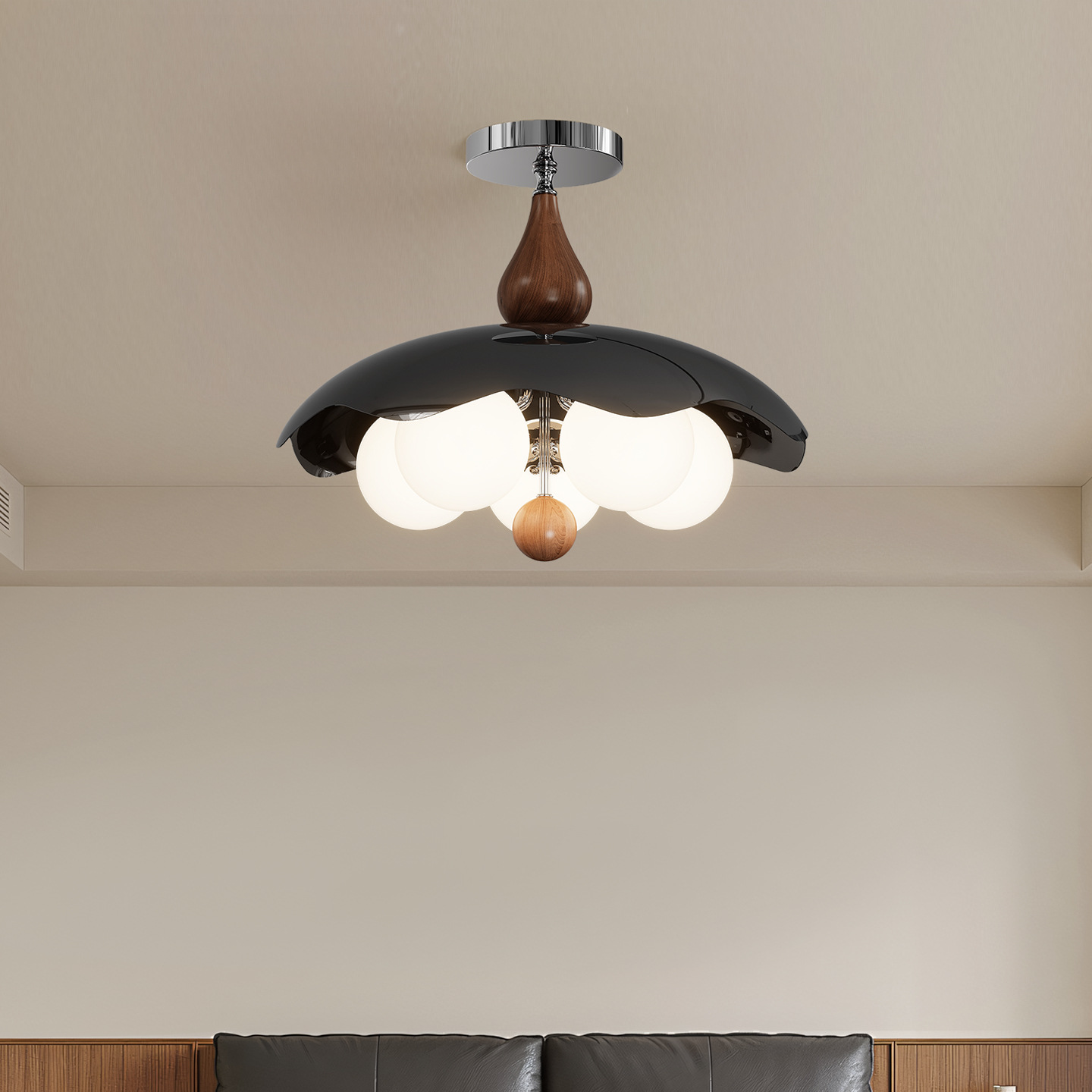 Luz de techo de dormitorio medieval de espectro completo protector de ojos luz de frijoles mágicos color nuez 2026 nueva lámpara de dormitorio de cáscara de huevo 179L