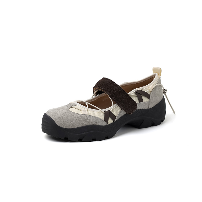 Versión de piel de oveja ~ Zapatos Mary Jane de velcro de estilo retro francés nuevas sandalias deportivas de ballet casual de todo fósforo para mujer