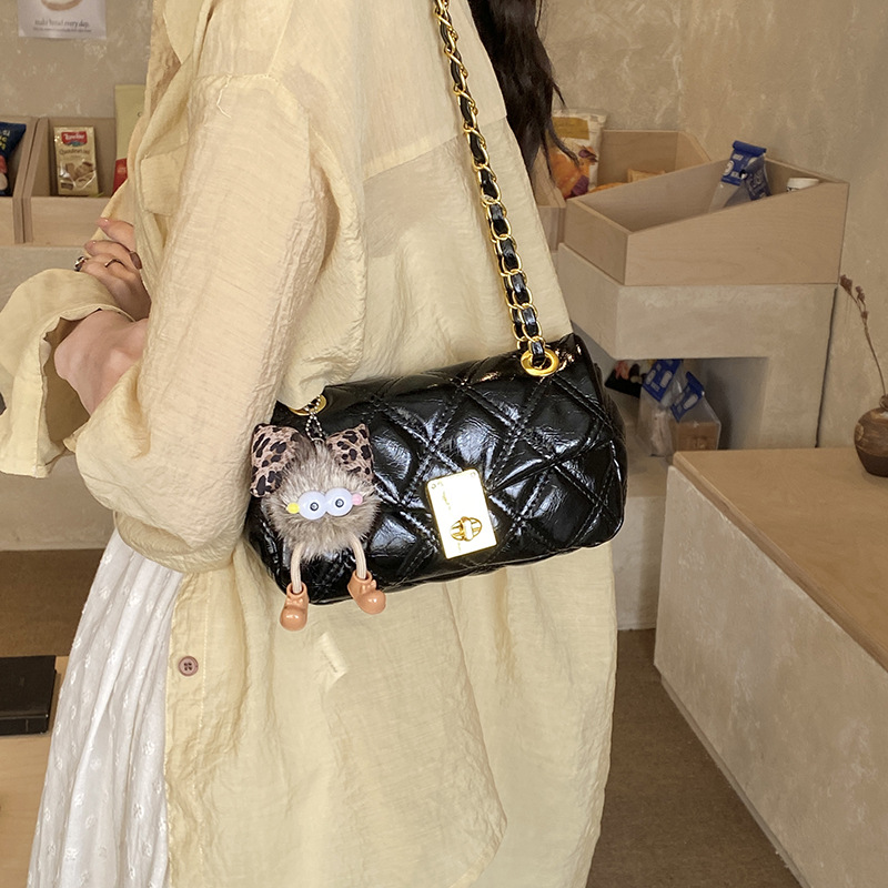 Bolso de cadena de diamante para mujeres 2026 nueva moda bolso de hombro cuadrado de textura diaria versátil bolso de mochila