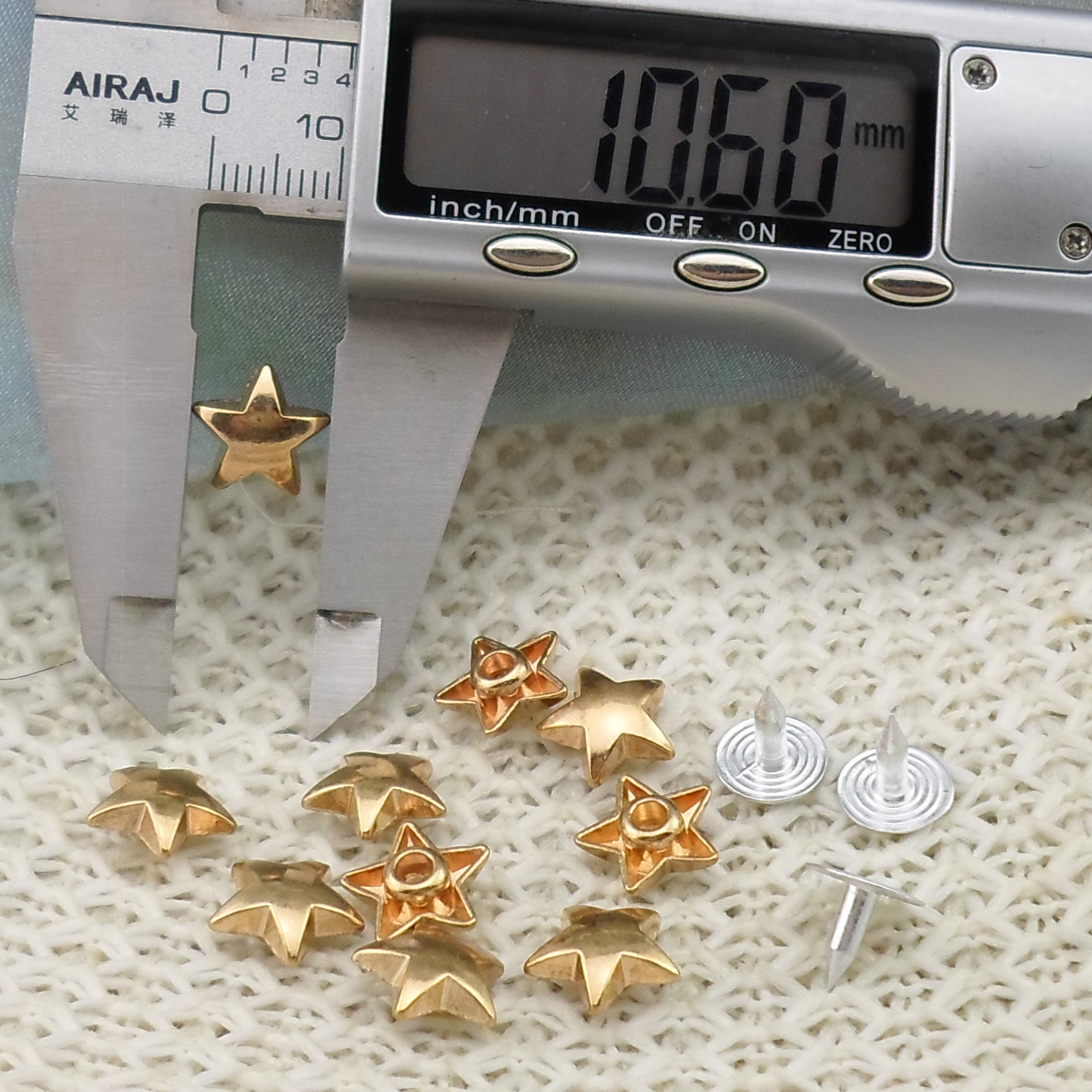 （合金）10.5MM五角星弧面撞钉星星铆钉包包鞋子衣服裤子装饰配件