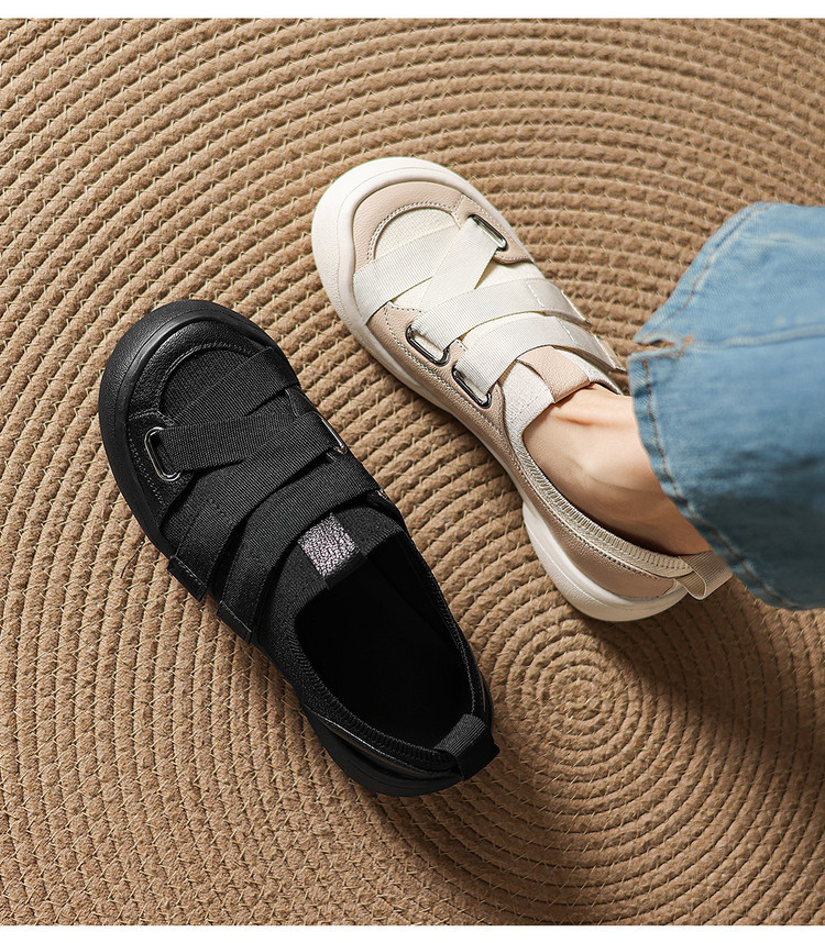 Giày sneaker nữ chunky đế dày da dê phối màu cao cấp — màu đen, màu trắng ngà chi tiết 19