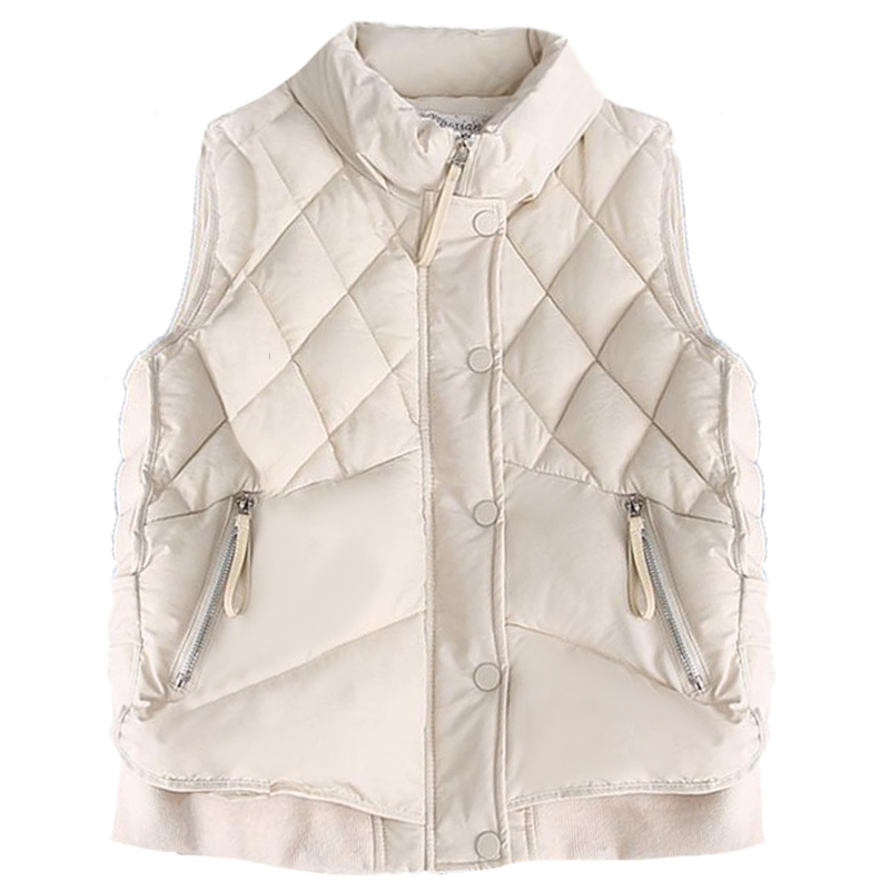 Estilo coreano de las mujeres jóvenes abajo Chaleco de algodón chaleco 2023 Otoño e Invierno suelta collar rombo diseño chaleco casual moda image 5