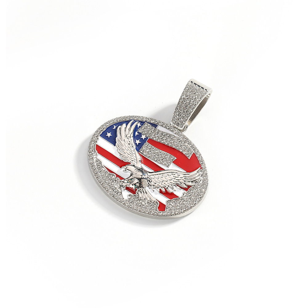 Europa y Estados Unidos de los Estados Unidos de la Independencia de los Estados Unidos aleación colgante de cadena cubana, colgante de bandera de Estados Unidos, colgante de joyería de águila para hombres