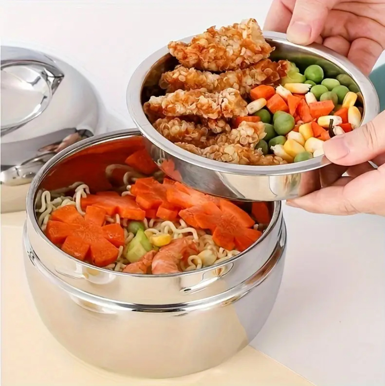 Fiambrera de acero inoxidable en forma de manzana doble capa aislada portátil caja bento niños adultos regalo