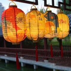 2025中秋节新款灯笼户外古风纸灯笼门挂商场氛围景区春节元宵装饰