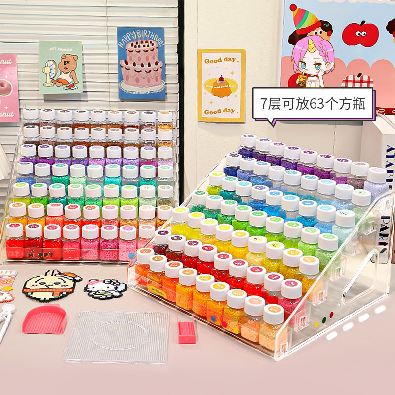 Large Capacity Pet Display Rack for Storing Beads, Transparent Tiered Storage Rack, Badge Holder, Ins-Style Multifunctional Makeup Organizer